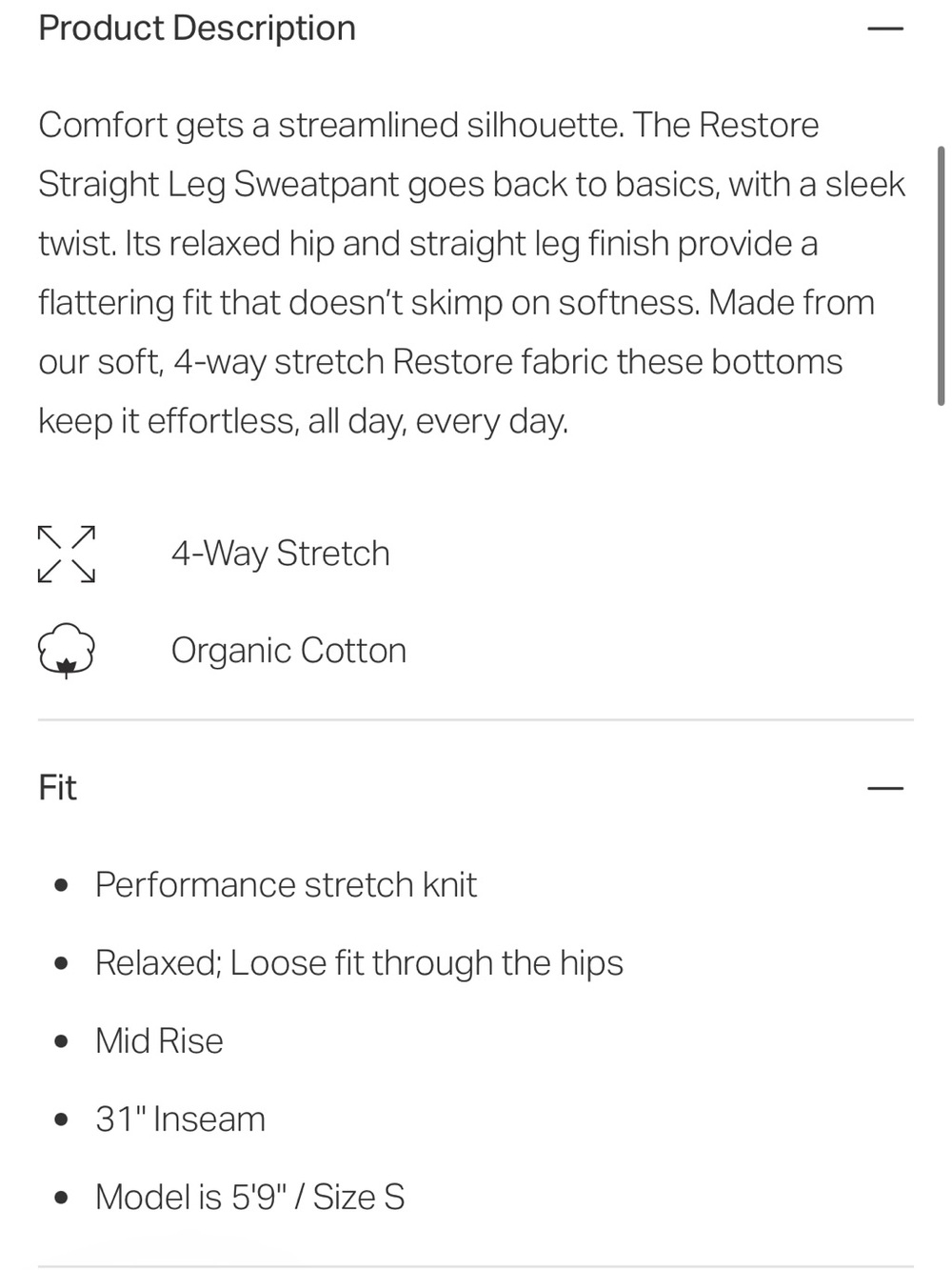 Vuori Restore Straight Leg Sweatpant-bone heather-M-NWT - Picture 6 of 8
